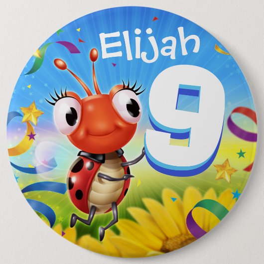 9年カスタム誕生日バッジLittle Ladybug range 缶バッジ (正面)