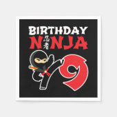 9年古空手忍者パーティーキッズ9誕生日 スタンダードカクテルナプキン (正面)