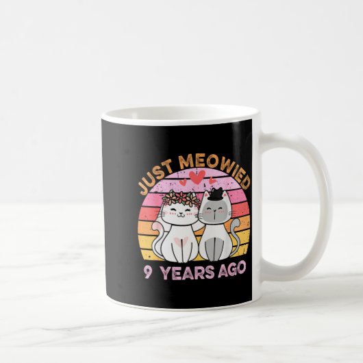 9年目の結婚記念日 猫の9回目の結婚 コーヒーマグカップ (右)