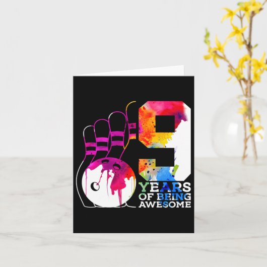 9年素晴らしボーリング9誕生日 カード (黄色い花)