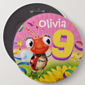 9年間のカスタム誕生日バッジリトルラディバグ範囲 缶バッジ (正面&裏面)