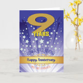 9年間の回復記念日 太字の数字 カード (黄色い花)