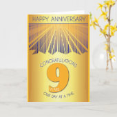 9年間の断酒記念 | ゴールデンレイ12ステップ カード (黄色い花)