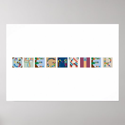 9文字ネームボードゲームアルファベットポスター ポスター (正面)
