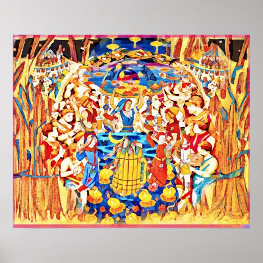 9月うぶな人フォークアートオータムお祝いポスター ポスター (正面)