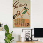 9月に仕事に戻る,学校,書籍ヴィンテージWPA ポスター (ホームオフィス)