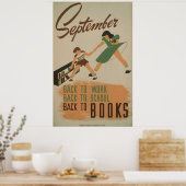 9月に仕事に戻る,学校,書籍ヴィンテージWPA ポスター (キッチン)
