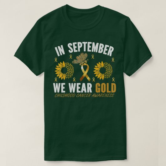 9月に我々は衣服金ゴールド小児癌が待っている Tシャツ (デザイン正面)