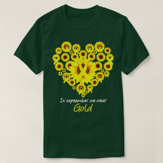 9月に我々は衣服金ゴールド小児癌の日暮れ Tシャツ (デザイン正面)