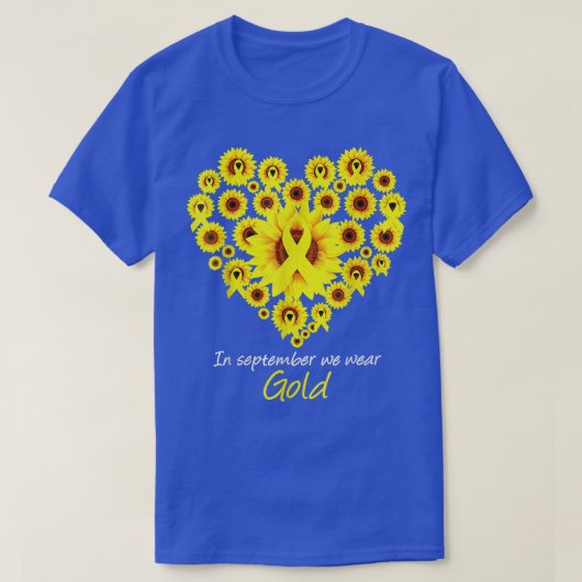 9月に我々は衣服金ゴールド小児癌の日暮れ Tシャツ (デザイン正面)