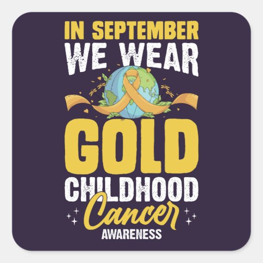 9月に我々は衣服金ゴールド小児癌の粟原 スクエアシール (正面)