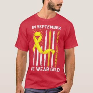 9月に我々は衣服金ゴールド小児癌の粟原 Tシャツ
