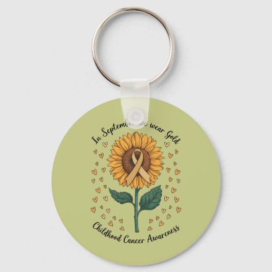 9月に我々は衣服金ゴールド小児癌を認識 キーホルダー (正面)