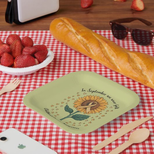 9月に我々は衣服金ゴールド小児癌を認識 ペーパープレート (ピクニック)