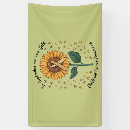 9月に我々は衣服金ゴールド小児癌を認識 横断幕 (縦)