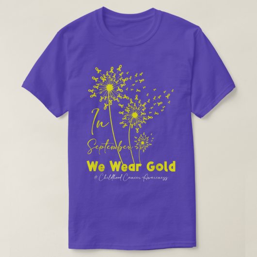 9月に我々は衣服金ゴールド小児癌段 Tシャツ (デザイン正面)