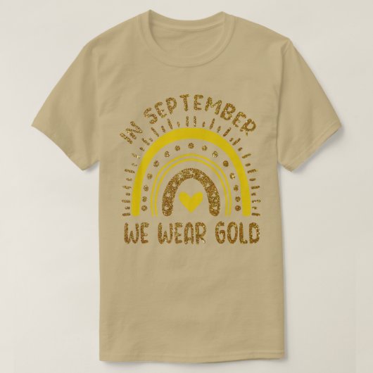 9月に我々は衣服黄金の小児癌を認識 Tシャツ (デザイン正面)