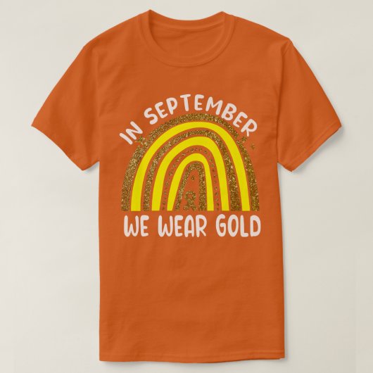 9月に我々は衣服黄金の小児癌を認識 Tシャツ (デザイン正面)