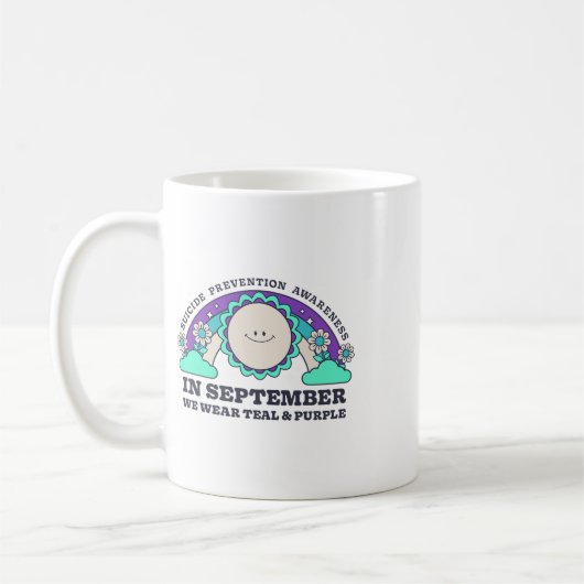 9月に我々衣服ティール（緑がかった色）紫の自殺予防 コーヒーマグカップ (左)