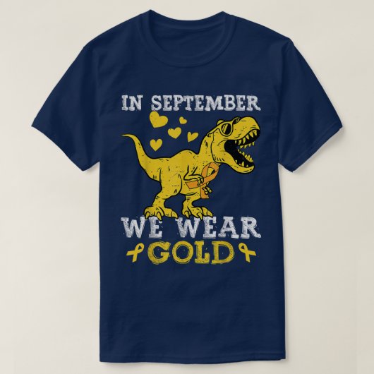 9月に我々衣服金ゴールドトレックス小児癌Aw Tシャツ (デザイン正面)
