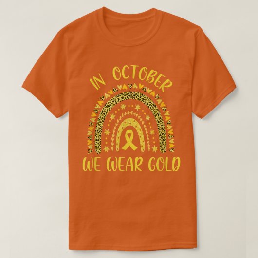 9月に我々衣服金ゴールドヒョウ小児癌 Tシャツ (デザイン正面)