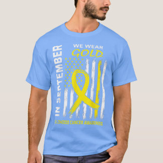 9月に我々衣服金ゴールドフラグ小児癌Aw Tシャツ