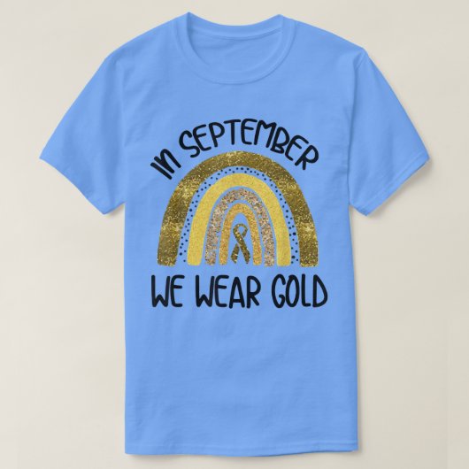 9月に私たちは衣服金ゴールド小児癌が待っている Tシャツ (デザイン正面)