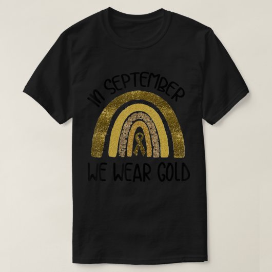 9月に私たちは衣服金ゴールド小児癌が待っている Tシャツ (デザイン正面)