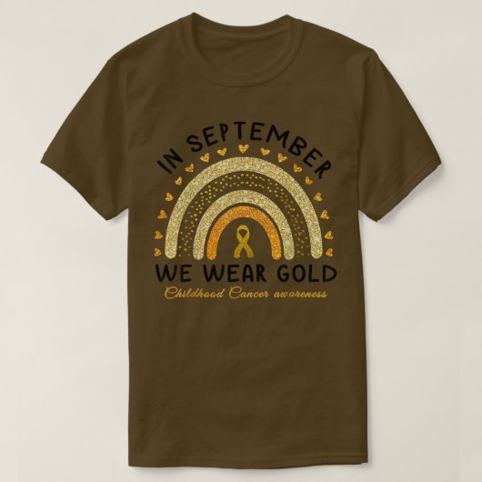 9月に私たちは衣服金ゴールド小児癌が待っている Tシャツ (デザイン正面)