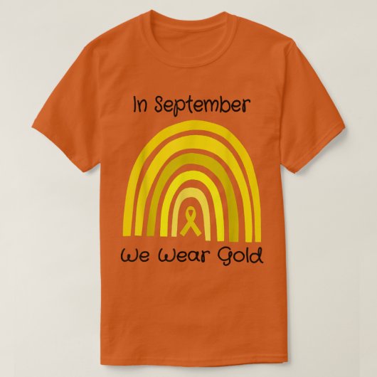 9月に私たちは衣服金ゴールド小児癌が待っている Tシャツ (デザイン正面)