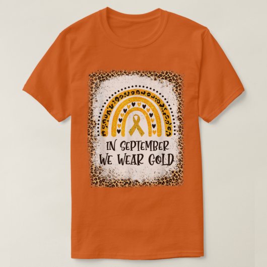 9月に私たちは衣服金ゴールド虹の小児期がん Tシャツ (デザイン正面)
