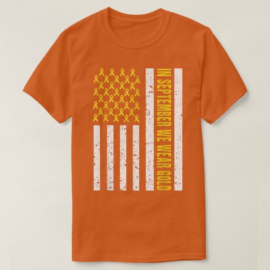 9月に私たちは衣服金ゴールド – 小児癌に気付いた Tシャツ (デザイン正面)