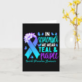 9月に私たち衣服ティール（緑がかった色）紫リボン自殺Pr カード (黄色い花)