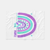 9月に私たち衣服ティール(緑がかった色)紫リボン自殺Pr フリースブランケット (正面(横))