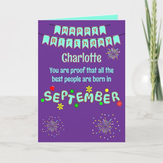 9月のお誕生日おめでとう折りたたみグリーティングカード カード (正面)