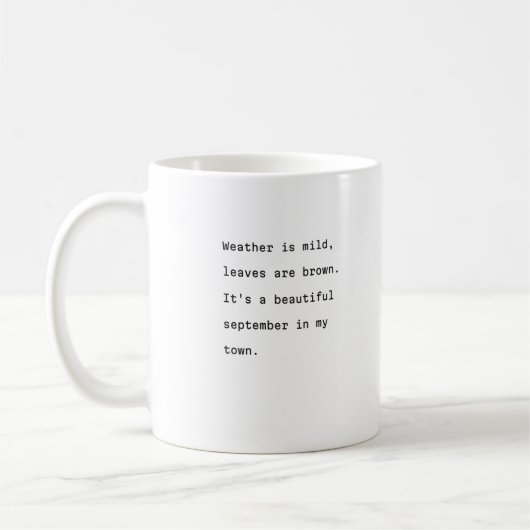 9月のコーヒーマグタイポグラフィ詩的な天気 コーヒーマグカップ (左)