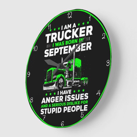 9月のトラック運転手:怒りと愚かさ ラージ壁時計 (傾斜)