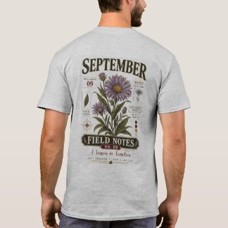 9月のフィールドノート No. 09 ビンテージ エスターの花 Tシャツ