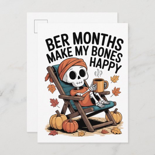 9月の到来で骨が幸せになる インビテーションポストカード (正面/裏面)