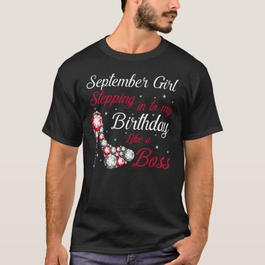 9月の女の子がボーのように私の誕生日にステップイン Tシャツ (正面)