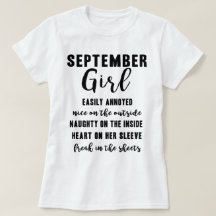 9月の女の子の誕生日プレゼントのおもしろいな女性Tシャツ
