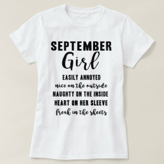 9月の女の子の誕生日プレゼントのおもしろいな女性Tシャツ Tシャツ