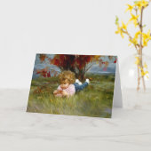 9月の女の子 カード (黄色い花)