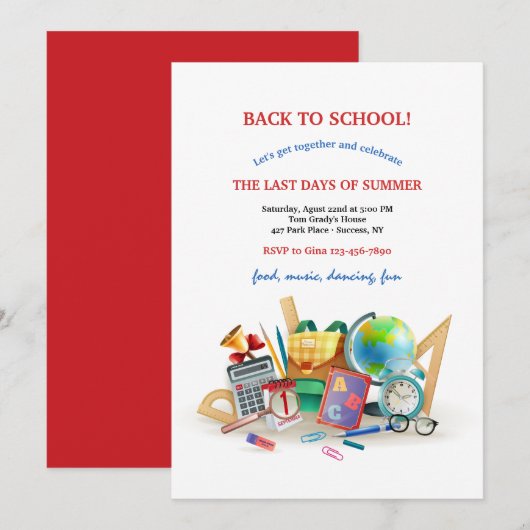 9月の新学期招待状 招待状 (正面/裏面)