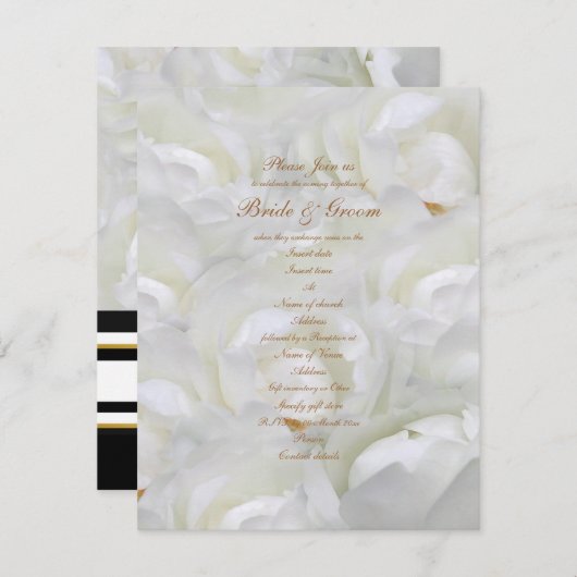 9月の結婚式のエレガントなばら色の招待のテンプレート 招待状 (正面/裏面)