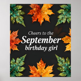 9月の誕生日おめでとうテキスト ポスター