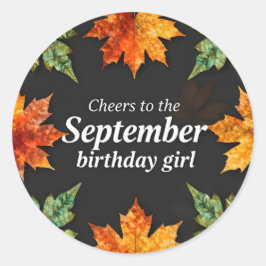 9月の誕生日おめでとうテキスト ラウンドシール
