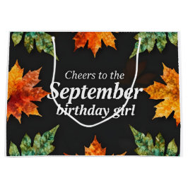 9月の誕生日おめでとうテキスト ラージペーパーバッグ