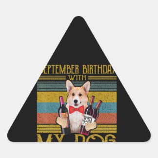 9月の誕生日と私のCorgi犬2020ギフト 三角形シール