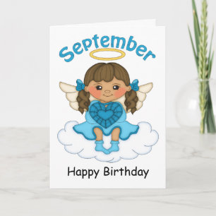 9月の誕生石エンジェルブルネット誕生日カード カード